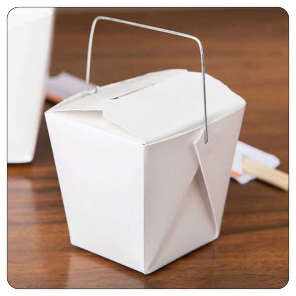 32 Oz. Asian Paper Take Out Container with Wire Handle - Image 5