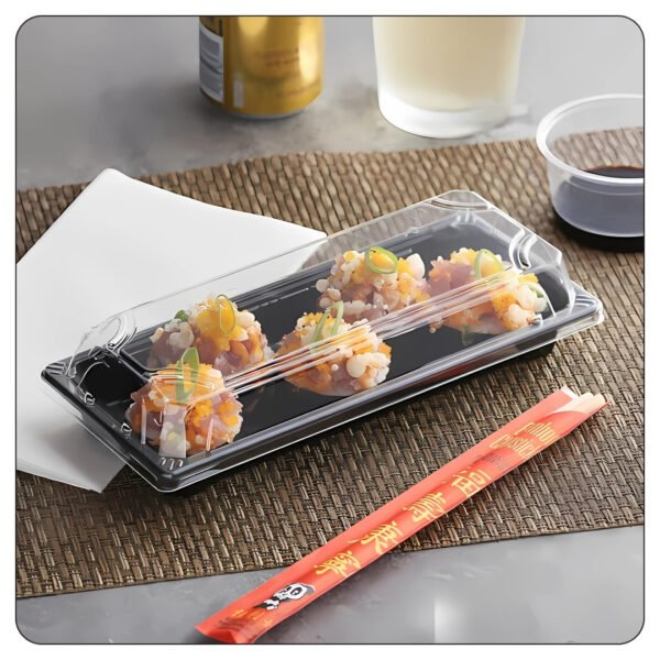Long Sushi Container with Lid 3 1/2" x 8 1/2" - Image 4
