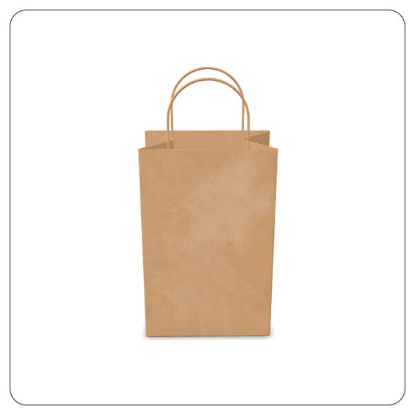 Natural Kraft Paper Shopping Bag with Handles 5 1/2" x 3 1/4" x 8 3/8" - Image 2
