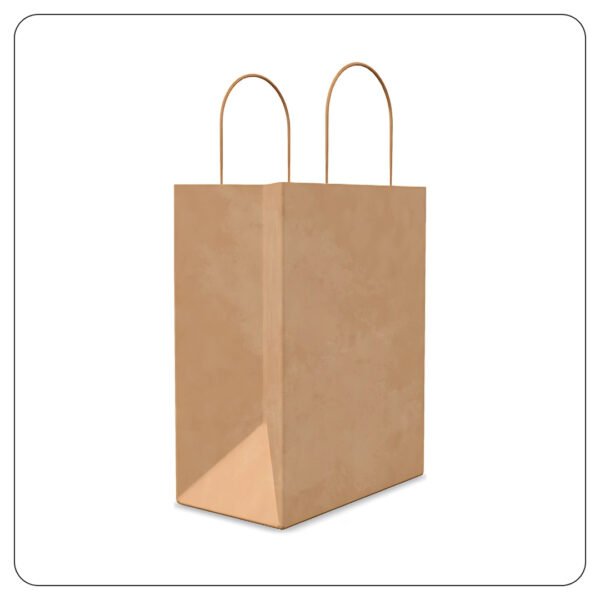 Natural Kraft Paper Shopping Bag with Handles 8" x 4 1/2" x 10 1/4" - Image 2