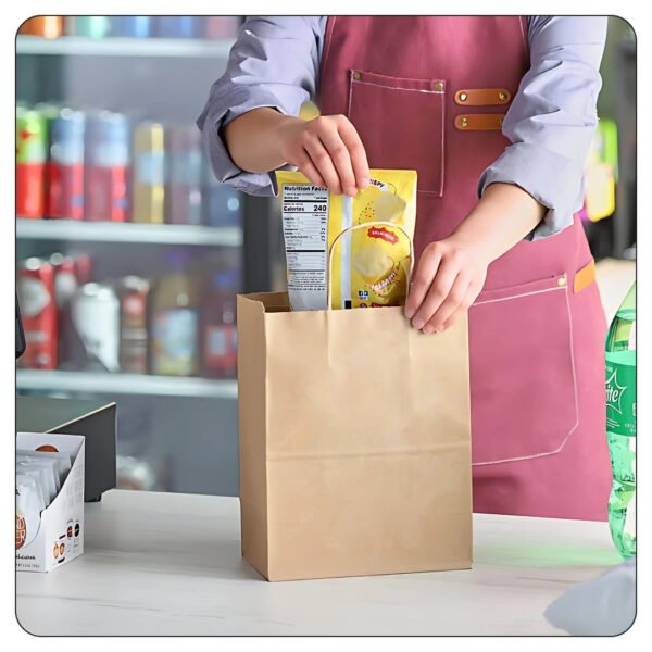 Natural Kraft Paper Shopping Bag with Handles 8" x 4 1/2" x 10 1/4" - Image 4