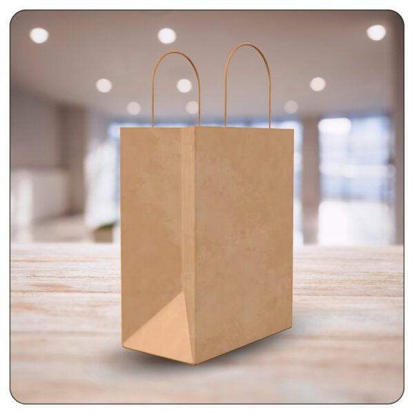 Natural Kraft Paper Shopping Bag with Handles 8" x 4 1/2" x 10 1/4" - Image 5