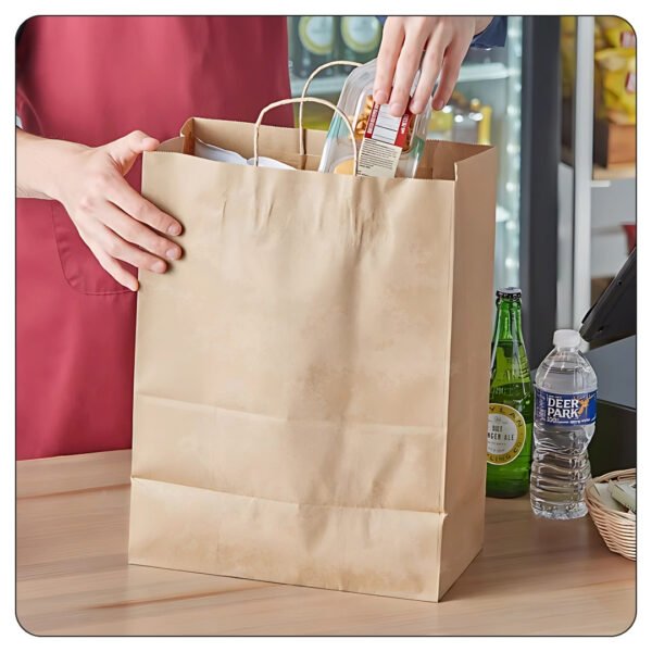Natural Kraft Paper Shopping Bag with Handles 13" x 7" x 17" - Image 4