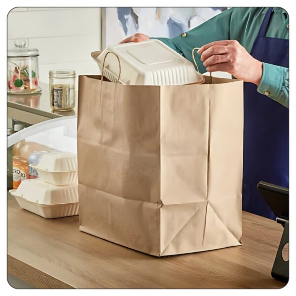 Super Royal Natural Kraft Paper Shopping Bag with Handles 14" x 10" x 15 3/4" - Image 4