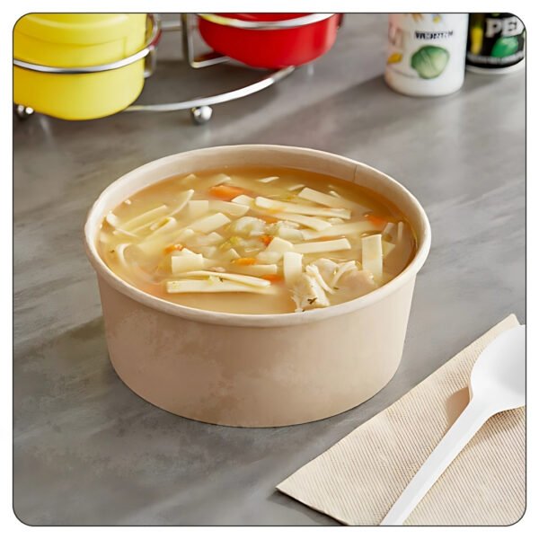 24 Oz. Round Kraft PE-Lined Microwavable Take-Out Container - Image 4