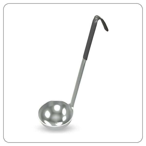 Stainless Steel Ladle with Gray Coated Handle 12 Oz - Image 2