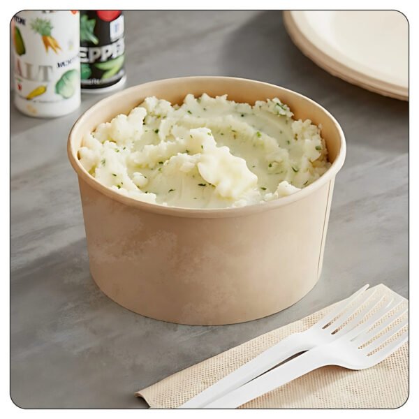 32 Oz. Round Kraft PE-Lined Microwavable Take-Out Container - Image 4