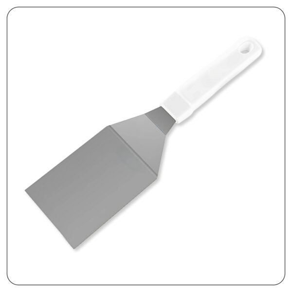 Square Edge Turner with White Polypropylene Handle 6"x3" - Image 2