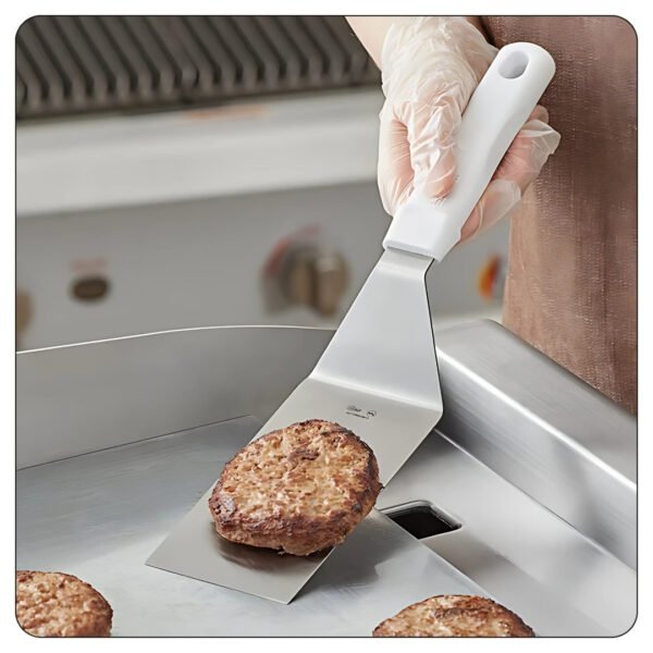 Square Edge Turner with White Polypropylene Handle 6"x3" - Image 4