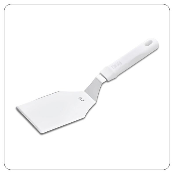 Beveled Square Edge Turner with White Polypropylene Handle  5"x4"
