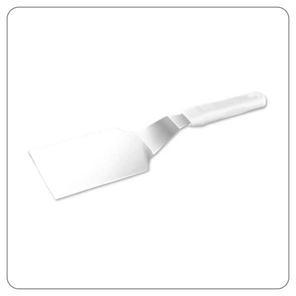 Beveled Square Edge Turner with White Polypropylene Handle  5"x4" - Image 2