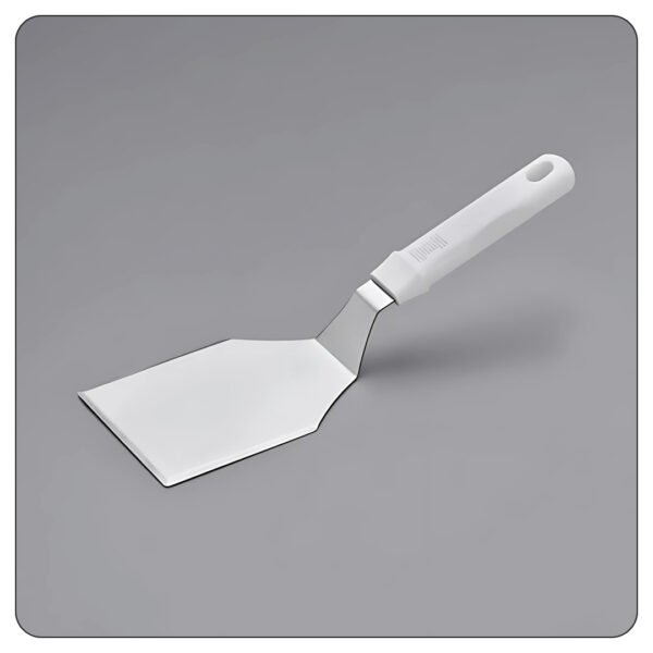 Beveled Square Edge Turner with White Polypropylene Handle  5"x4" - Image 5